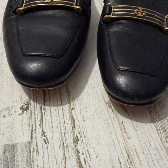 Tory Burch Amelia Black Leather Women's Loafers with Gold Accents Size 7.5 - Picture 14 of 15